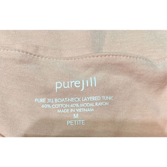 J. Jill Pure Jill Boat-neck Layered Tunic Top Pink Cotton Modal Women's Petite M - Picture 4 of 6